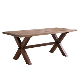 77' Trestle Dining Table for 6 People, Rustic Farmhouse Style Kitchen Table, Rectangular Dining Table for Kitchen, Dining Room & Living Room, (Walnut)
