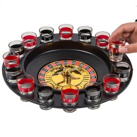 Shot Glass Roulette - Drinking Game Set; Casino Adult Party Games (2 Balls And 16 Glasses)